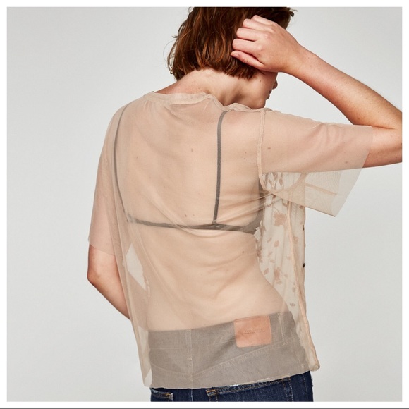 🌹NWT Zara T-shirt with embroidery Size S,M,L - Picture 3 of 7